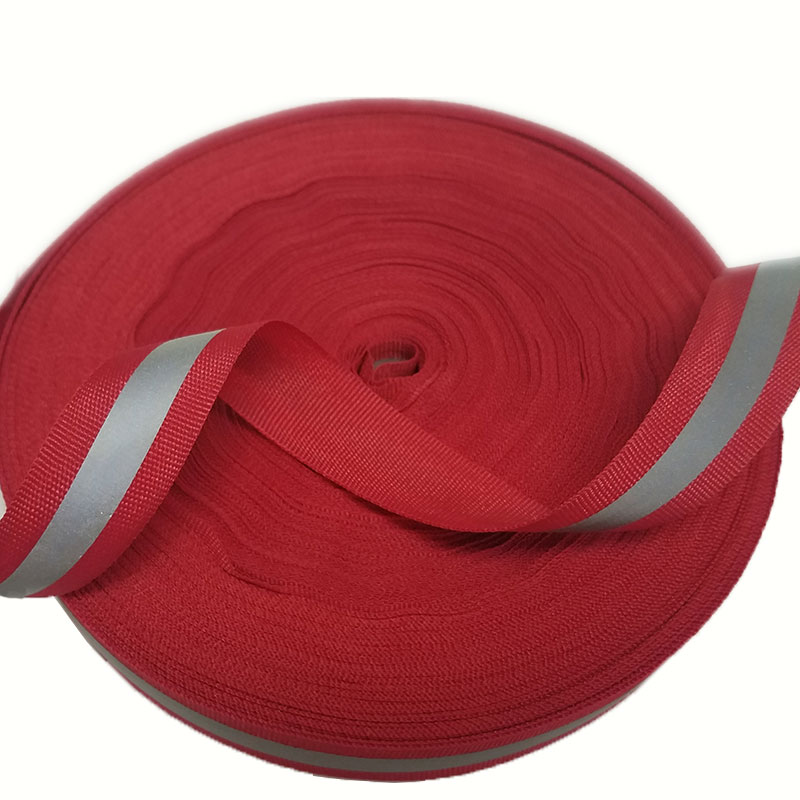 Home Textiles Factory - คุณภาพสูง 16 มม.สะท้อนแสงโพลีเอสเตอร์ Bia Grosgrain ริบบิ้นสีแดง/สีเงิน