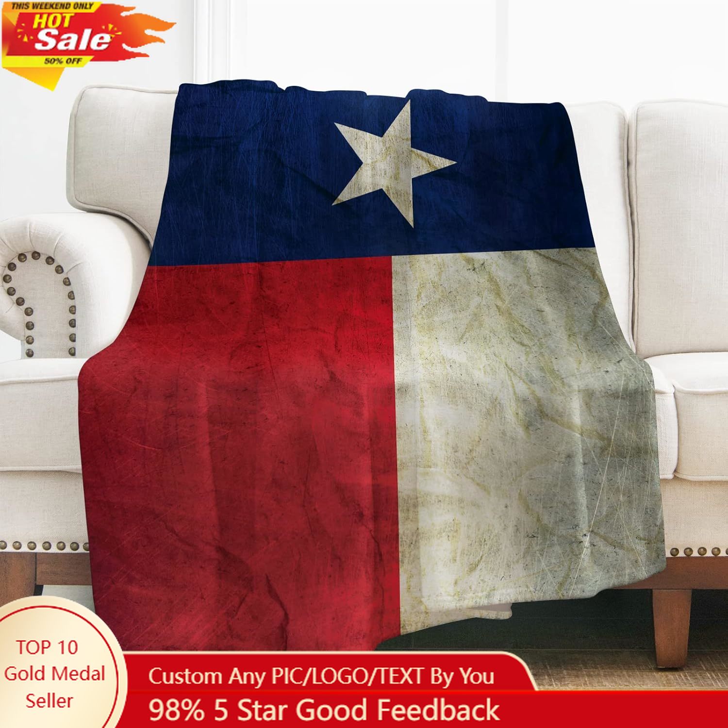 Home Textiles & Decorations - ผ้าห่มลายธงชาติเท็กซัสของเลเวนส์ ของขวัญสำหรับผู้หญิง เด็กผู้หญิง เด็กผู้ชาย ของตกแต่งสไตล์เรโทรสำหรับโซฟา เตียง