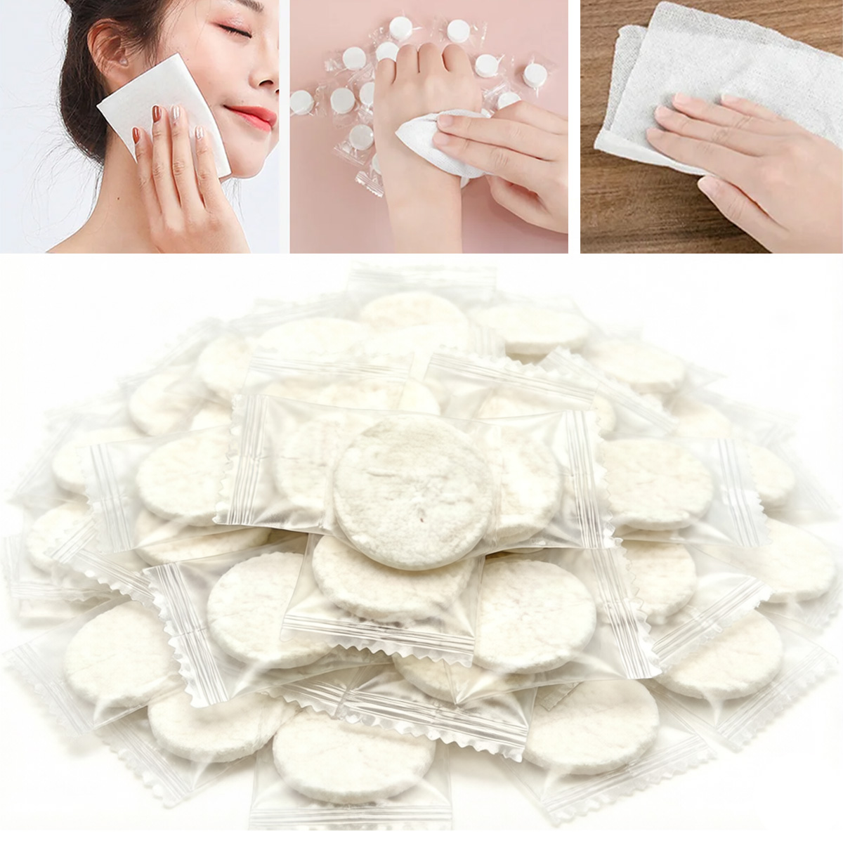 Home Textiles Face Towel - ผ้าเช็ดหน้าแบบอัดเม็ดพกพา 100 ชิ้น ผ้าเช็ดทำความสะอาดใบหน้าแบบใช้แล้วทิ้ง ผ้าเช็ดมือแบบอัดเม็ดเนื้อนุ่ม ผ้าไม่ทอสำหรับเช็ดเครื่องสำอาง