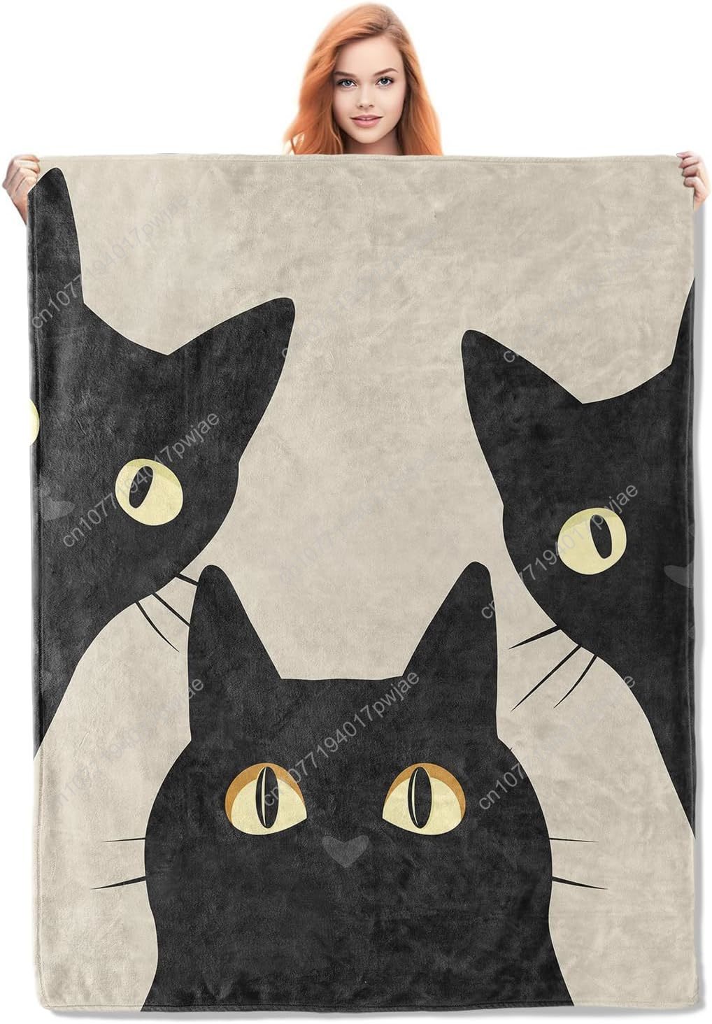 Home Textiles & Decorations - ผ้าห่มลายแมวตลกๆ ของขวัญสำหรับผู้หญิงและเด็กผู้หญิง ผ้าห่มนุ่ม อุ่น น้ำหนักเบา สบาย