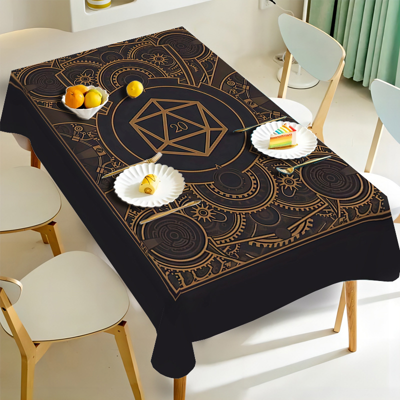ผ้าปูโต๊ะลายเกียร์สีดำสีทองสไต - Home Textiles & Decorations บทวิจารณ์และราคา