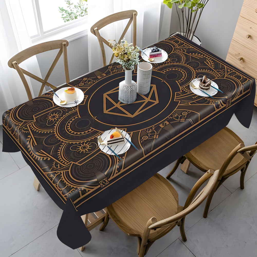 ผ้าปูโต๊ะลายเกียร์สีดำสีทองสไต - Home Textiles & Decorations บทวิจารณ์และราคา
