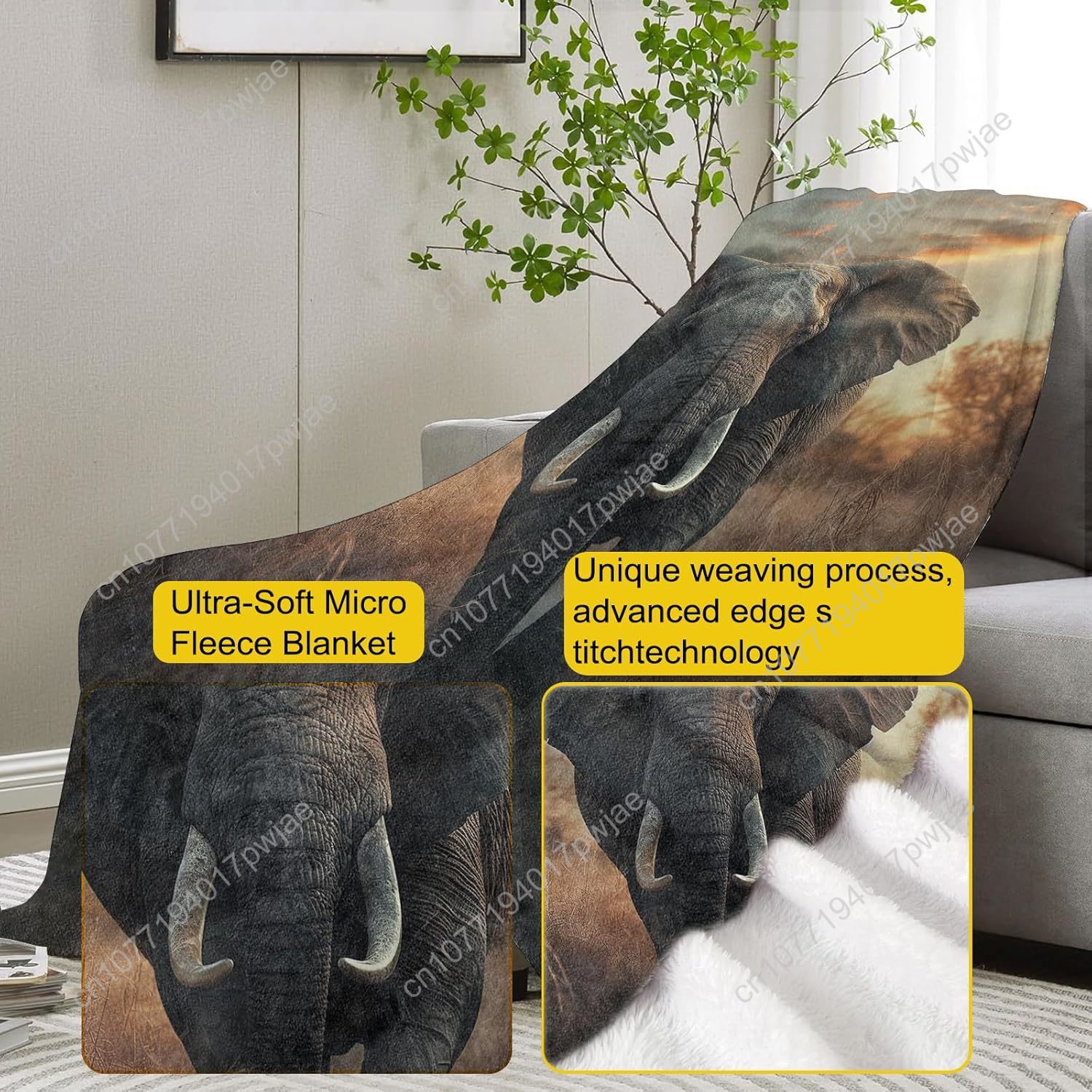 ผ้าห่มขนช้าง ลายธรรมชาติสมจริง - Home Textiles & Decorations บทวิจารณ์และราคา
